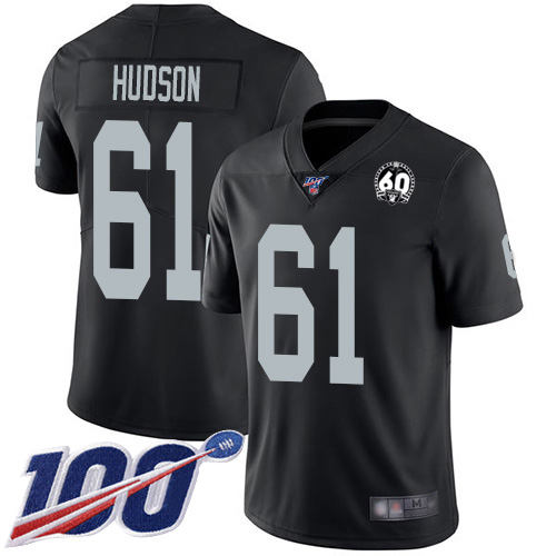 Men's Oakland Raiders #61 Rodney Hudson Black 60th Anniversary Vapor Limited Stitched NFL 100th Season Jersey