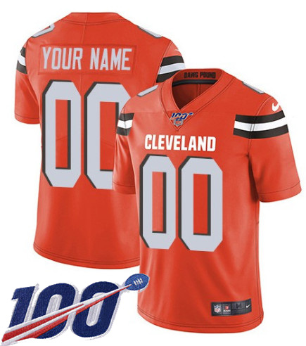 Men's Browns 100th Season ACTIVE PLAYER Orange Vapor Untouchable Limited Stitched NFL Jersey