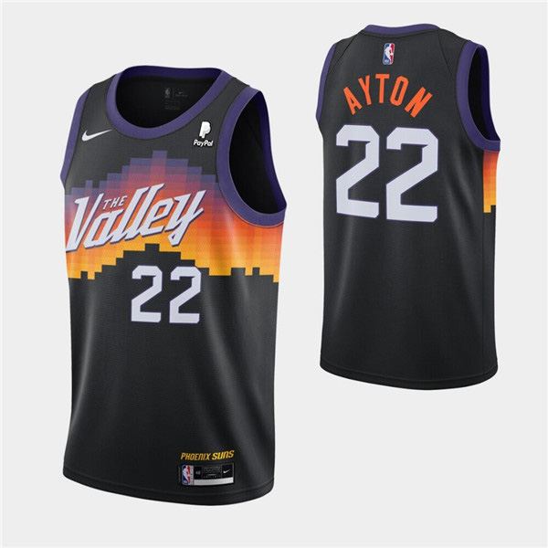 Men's Phoenix Suns #22 Deandre Ayton Black City Edition New Uniform 2020-21 Stitched NBA Jersey