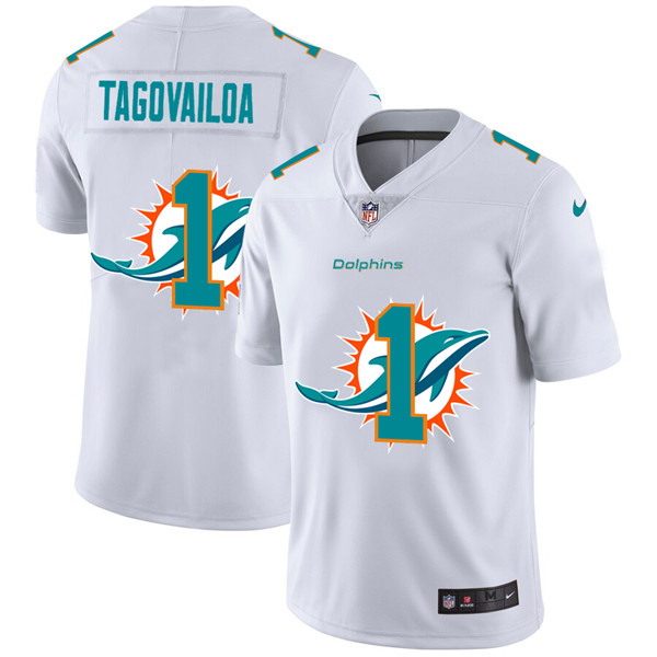 Men's Miami Dolphins #1 Tua Tagovailoa White Stitched NFL Jersey