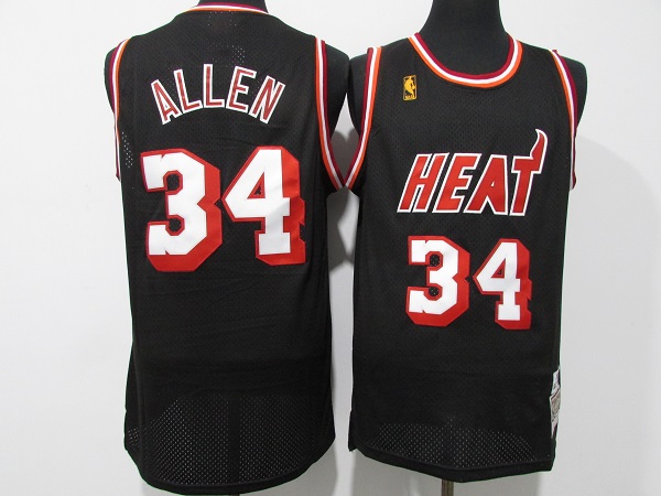 Men's Miami Heat #34 Ray Allen Black Throwback Stitched Basketball Jersey