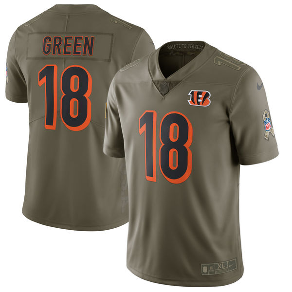 Men's Nike Cincinnati Bengals #18 A.J. Green Olive Salute To Service Limited Stitched NFL Jersey
