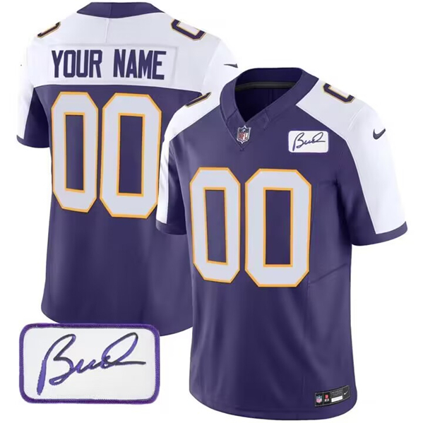 Men's Minnesota Vikings Customized Purple 2023 F.U.S.E. Bud Grant patch Limited Football Stitched Jersey (Check description if you want Women or Youth size)