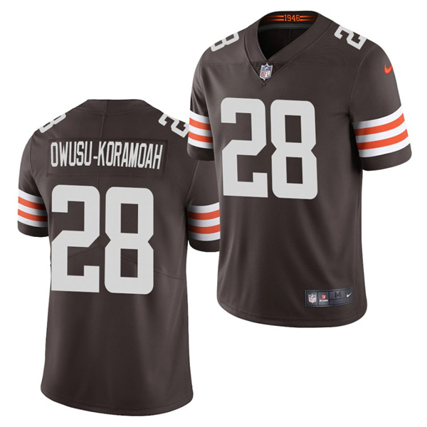 Men's Cleveland Browns #28 Jeremiah Owusu-Koramoah 2021 Draft Brown Vapor Untouchable Limited Stitched NFL Jersey