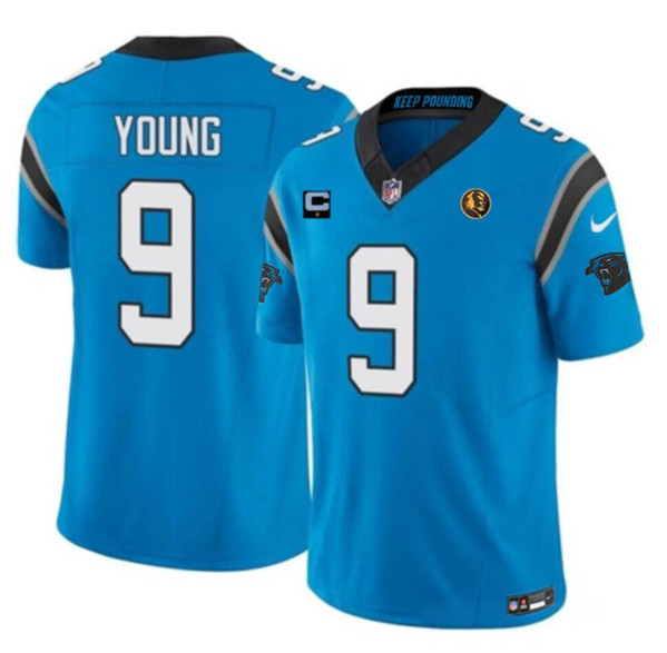 Men's Carolina Panthers #9 Bryce Young Blue 2023 F.U.S.E. With 1-star C Patch And John Madden Patch Vapor Limited Football Stitched Jersey