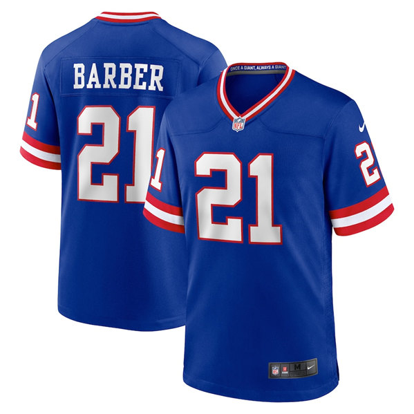 Men's New York Giants #21 Tiki Barber Royal Stitched Game Jersey