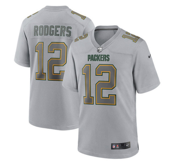 Men's Green Bay Packers #12 Aaron Rodgers Gray Atmosphere Fashion Stitched Game Jersey