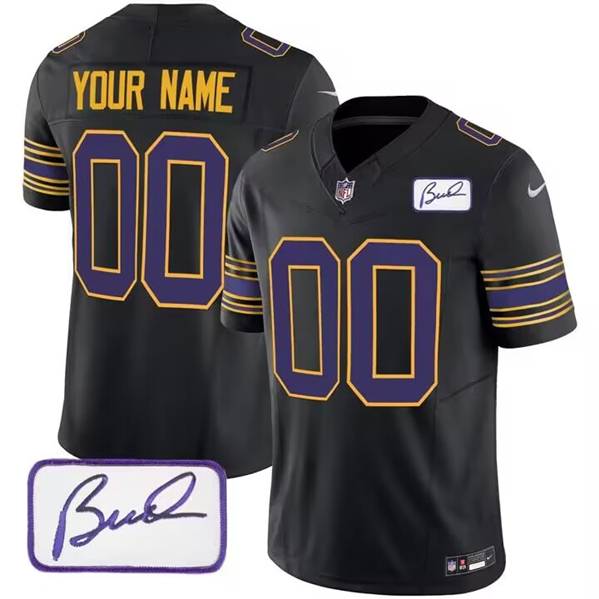 Men's Minnesota Vikings Customized Black 2023 F.U.S.E. Bud Grant patch Limited Football Stitched Jersey (Check description if you want Women or Youth size)