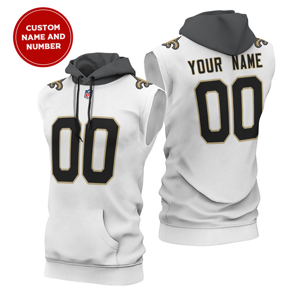 Men's New Orleans Saints Customized White Limited Edition Sleeveless Hoodie