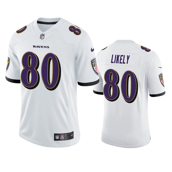 Men's Baltimore Ravens #80 Isaiah Likely White Vapor Untouchable Limited Stitched Jersey