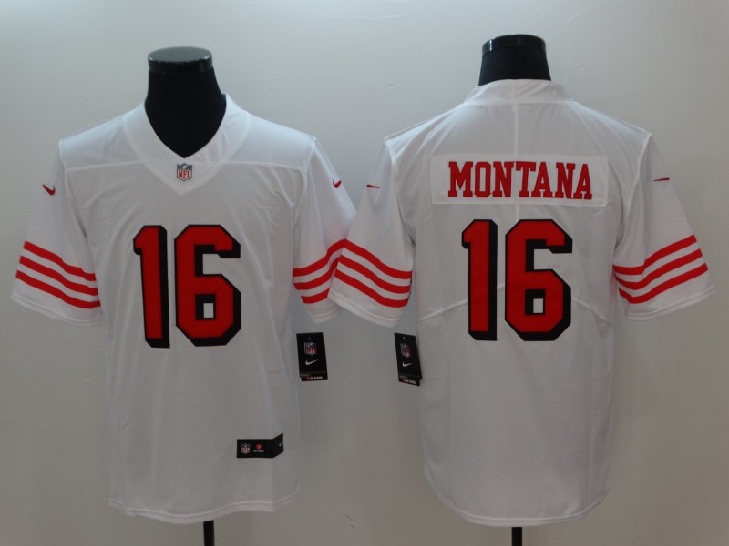 Men's San Francisco 49ers #16 Joe Montana Nike White Color Rush Vapor Untouchable Limited Stitched NFL Jersey