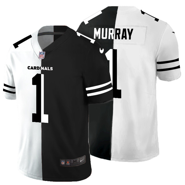 Men's Arizona Cardinals #1 Kyler Murray Black White Split 2020 Stitched Jersey