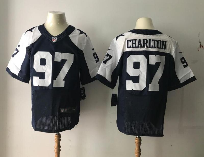 Men's Dallas Cowboys #97 Taco Charlton Nike Navy Blue Thanksgiving Throwback Elite Stitched NFL Jersey