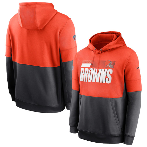 Men's Cleveland Browns Orange/Charcoal Sideline Impact Lockup Performance Pullover Hoodie