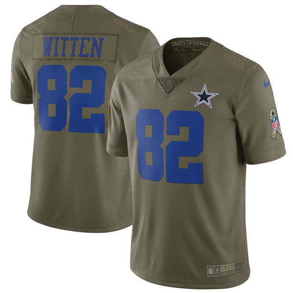 Men's Nike Dallas Cowboys #82 Jason Witten Olive Salute to Service Limited Stitched NFL Jersey