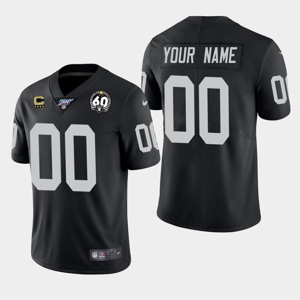 Men's Las Vegas Raiders Customized Black With C Patch Limited Stitched Jersey (Check description if you want Women or Youth size)