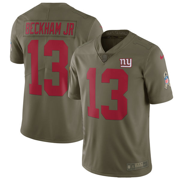 Men's Nike New York Giants #13 Odell Beckham Jr Olive Salute To Service Limited Stitched NFL Jersey
