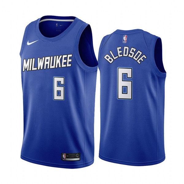 Men's Milwaukee Bucks #6 Eric Bledsoe Navy City Edition New Uniform 2020-21 Stitched NBA Jersey