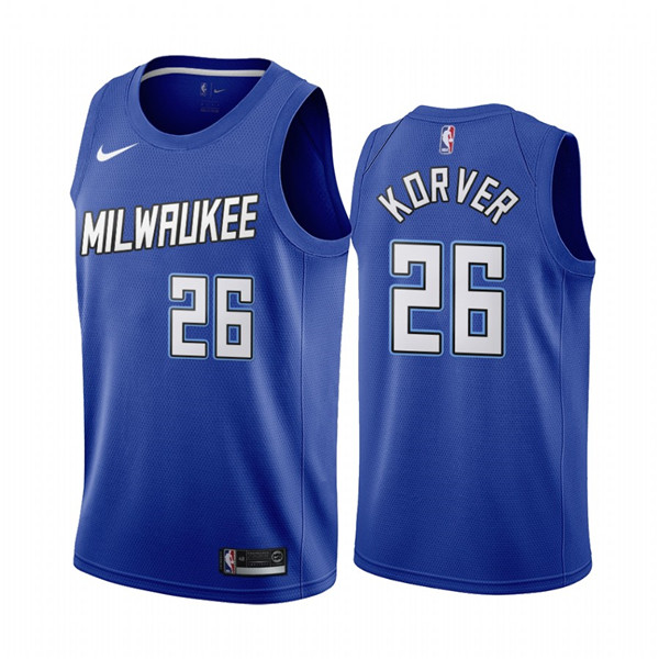 Men's Milwaukee Bucks #26 Kyle Korver Navy City Edition New Uniform 2020-21 Stitched NBA Jersey