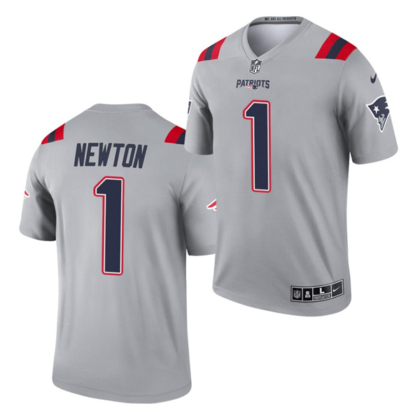 Men's New England Patriots #1 Cam Newton Gray 2021 Inverted Legend Stitched Jersey