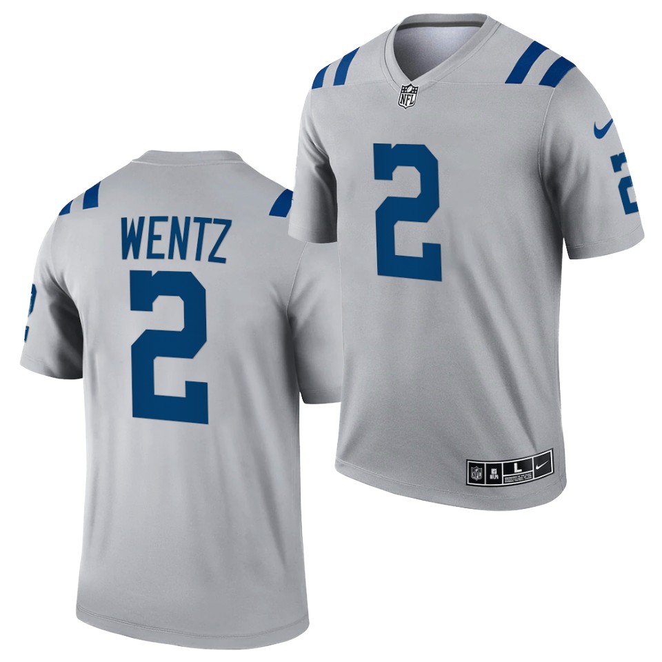 Men's Indianapolis Colts #2 Carson Wentz Gray Inverted Legend Stitched Jersey