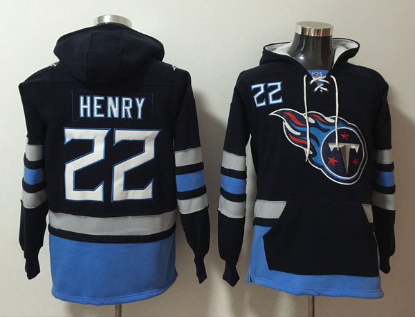 Men's Tennessee Titans #22 Derrick Henry Black Ageless Must-Have Lace-Up Pullover Hoodie