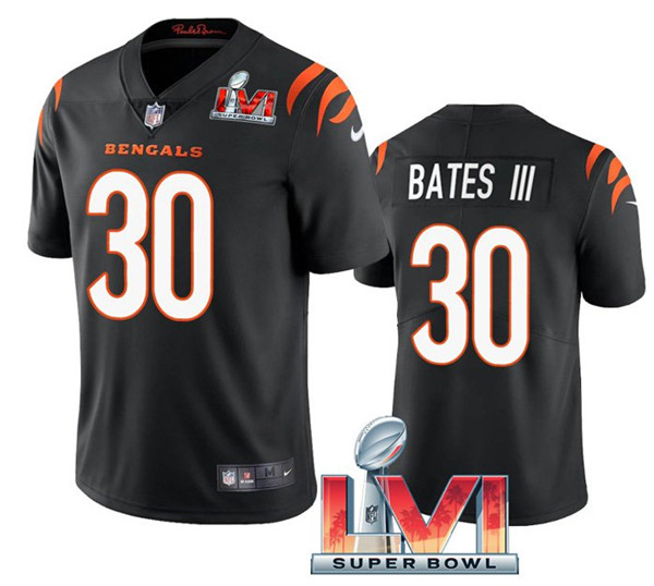 Men's Cincinnati Bengals #30 Jessie Bates III 2022 Black Super Bowl LVI Vapor Limited Stitched Jersey