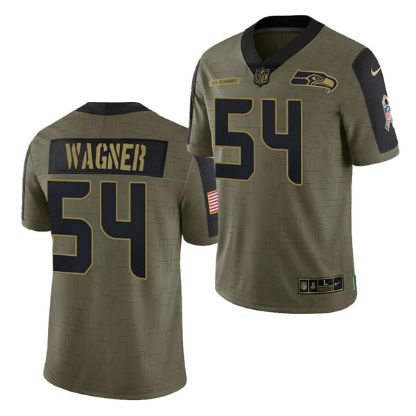 Men's Seattle Seahawks #54 Bobby Wagner 2021 Olive Salute To Service Limited Stitched Jersey
