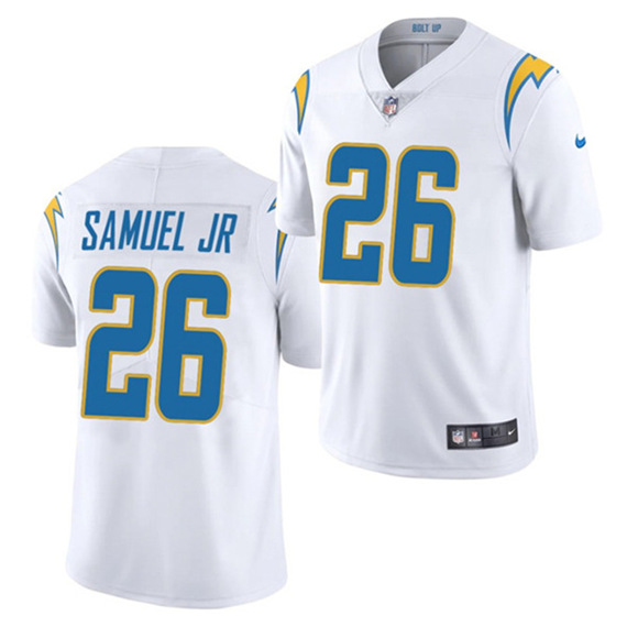 Men's Los Angeles Chargers #26 Asante Samuel Jr. White 2021 Vapor Untouchable Limited Stitched NFL Jersey (Check description if you want Women or Youth size)