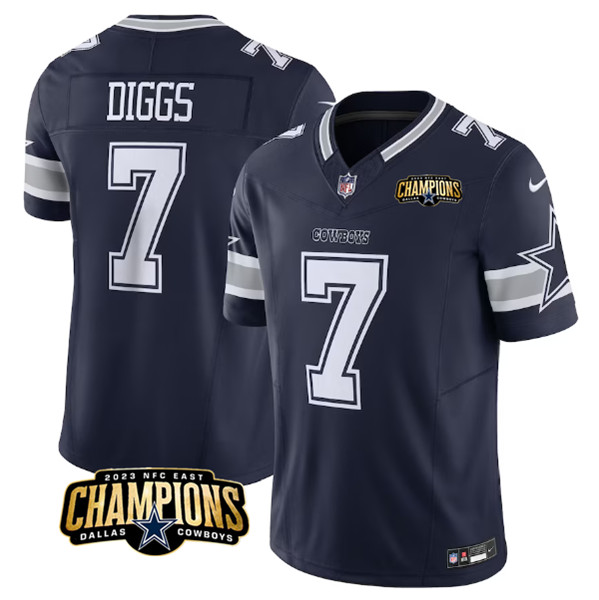 Men's Dallas Cowboys #7 Trevon Diggs Navy 2023 F.U.S.E. NFC East Champions Patch Football Stitched Jersey