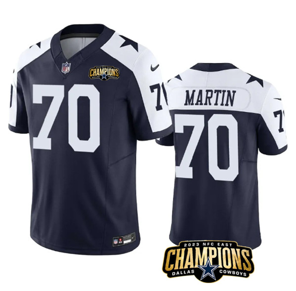 Men's Dallas Cowboys #70 Zack Martin Navy/White 2023 F.U.S.E. NFC East Champions Patch Football Stitched Jersey