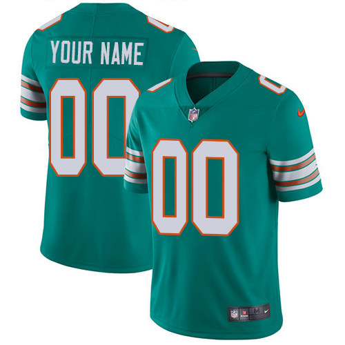 Men's Miami Dolphins Custom Aqua Green Alternate Vapor Untouchable NFL Stitched Limited Jersey (Check description if you want Women or Youth size)