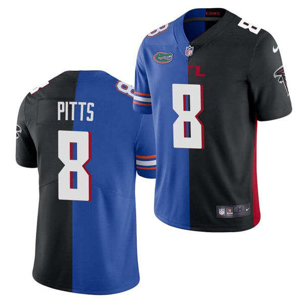 Men's Atlanta Falcons #8 Kyle Pitts 2021 Nave/Black Split Stitched NFL Jersey