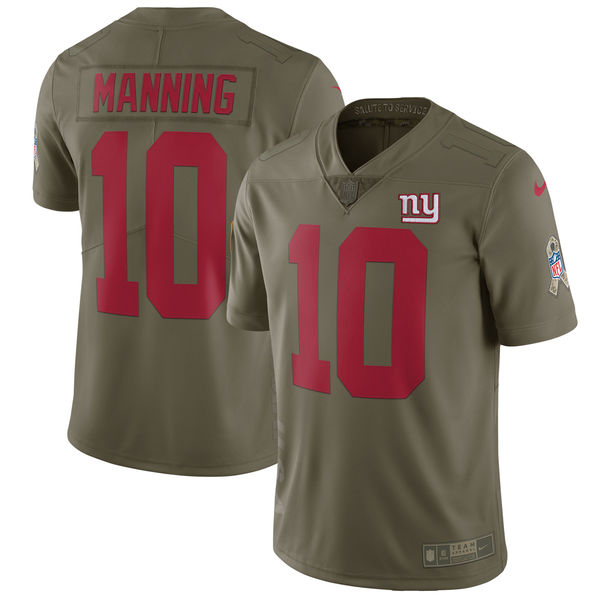 Men's Nike New York Giants #10 Eli Manning Olive Salute To Service Limited Stitched NFL Jersey