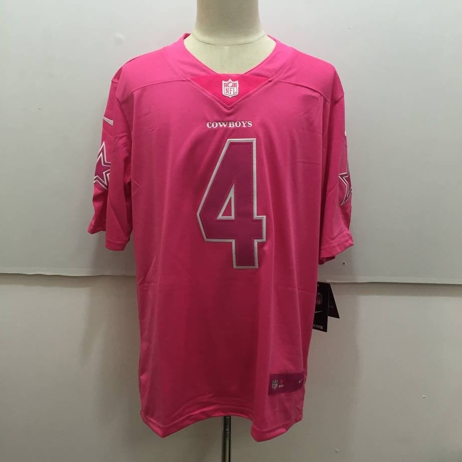 Men's Nike Dallas Cowboys #4 Dak Prescott Pink Limited Rush Stitched NFL Jersey