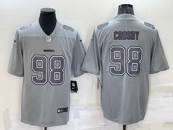 Men's Las Vegas Raiders #98 Maxx Crosby Gray Atmosphere Fashion Stitched Jersey