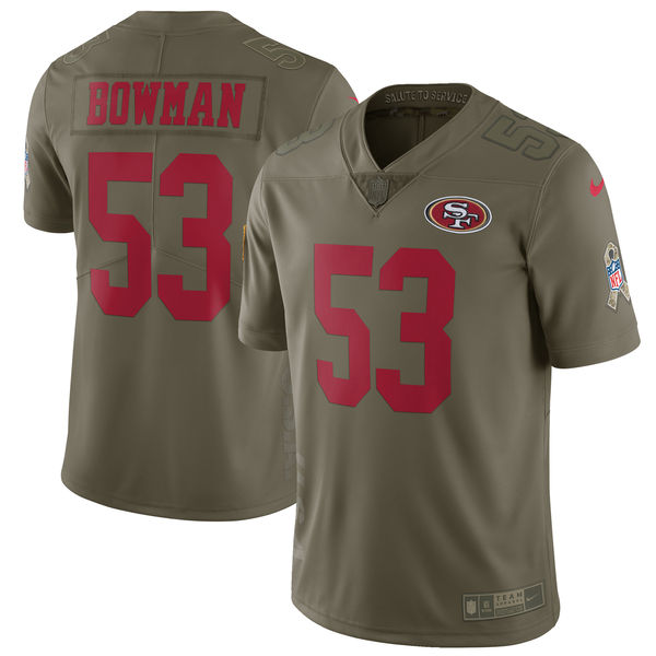 Men's Nike San Francisco 49ers #53 NaVorro Bowman Olive Salute To Service Limited Stitched NFL Jersey