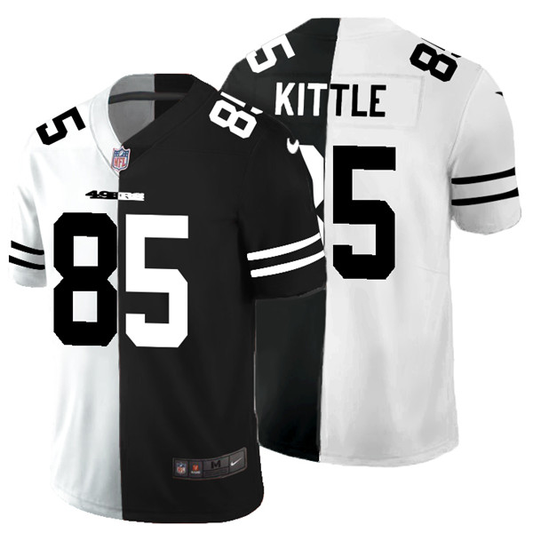 Men's San Francisco 49ers #85 George Kittle Black White Split 2020 Stitched Jersey