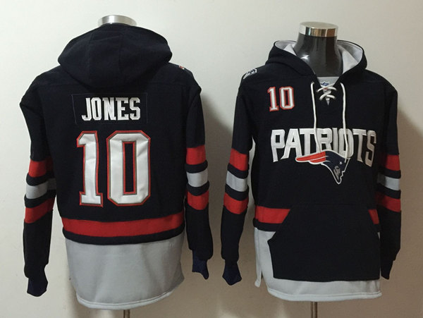 Men's New England Patriots #10 Mac Jones Black Ageless Must-Have Lace-Up Pullover Hoodie