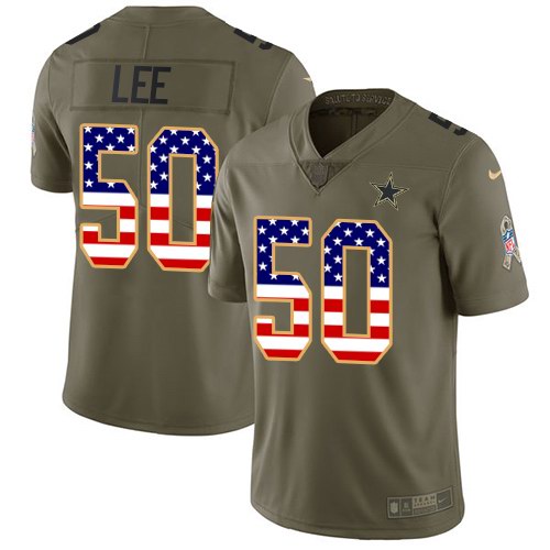 Men's Nike Dallas Cowboys #50 Sean Lee 2017 Salute to Service Olive USA Flag Stitched NFL Limited Jersey