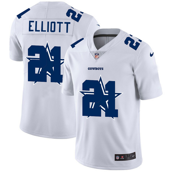 Men's Dallas Cowboys #21 Ezekiel Elliott White Stitched NFL Jersey