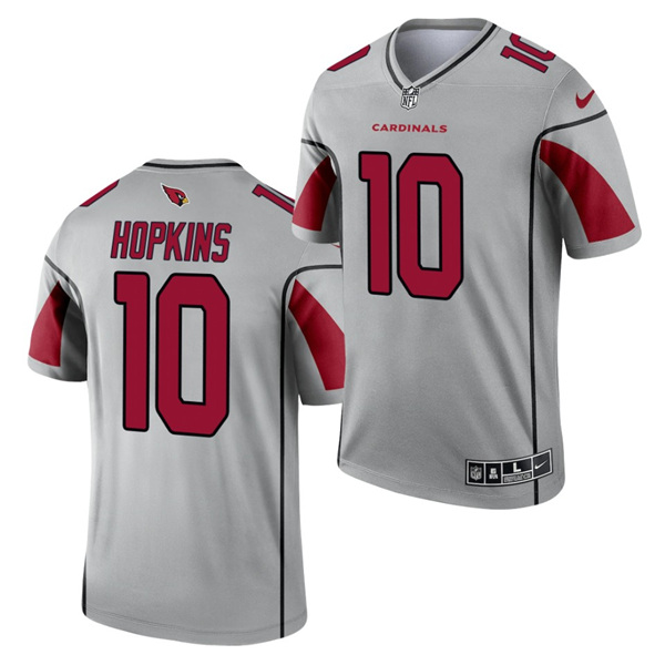 Men's Arizona Cardinals #10 DeAndre Hopkins Silver 2021 Inverted Legend Stitched Jersey