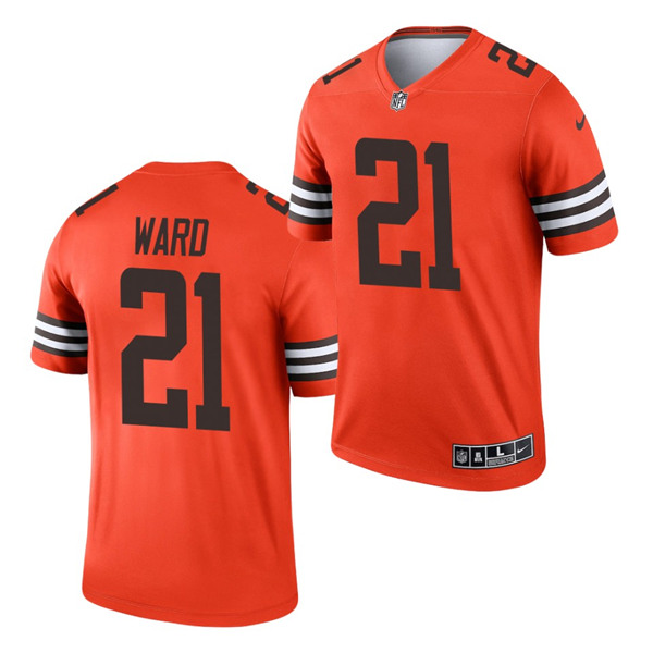 Men's Cleveland Browns #21 Denzel Ward Orange 2021 Inverted Legend Jersey (Check description if you want Women or Youth size)