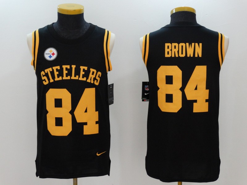 Men's Nike Pittsburgh Steelers #84 Antonio Brown Black Team Color Stitched NFL Limited Rush Tank Top Jersey