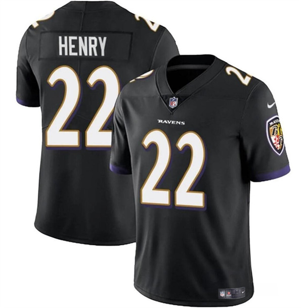 Men's Baltimore Ravens #22 Derrick Henry Black Vapor Limited Football Stitched Jersey