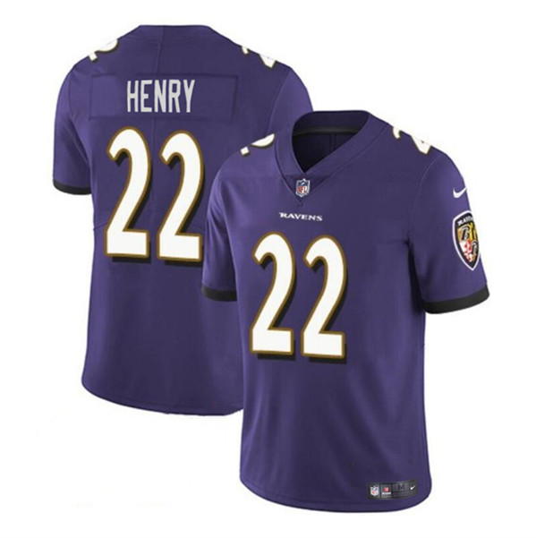 Men's Baltimore Ravens #22 Derrick Henry Purple Vapor Limited Football Stitched Jersey