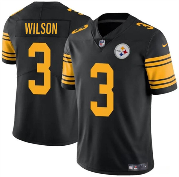 Men's Pittsburgh Steelers #3 Russell Wilson Black Color Rush Vapor Untouchable Limited Football Stitched Jersey