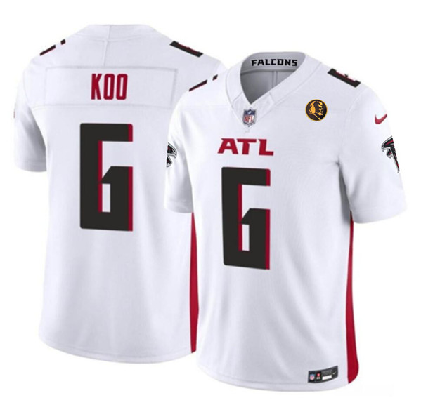 Men's Atlanta Falcons #6 Younghoe Koo White 2023 F.U.S.E. With John Madden Patch Vapor Limited Football Stitched Jersey