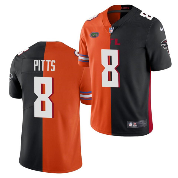 Men's Atlanta Falcons Customized 2021 Orange/Black Split Stitched Jersey