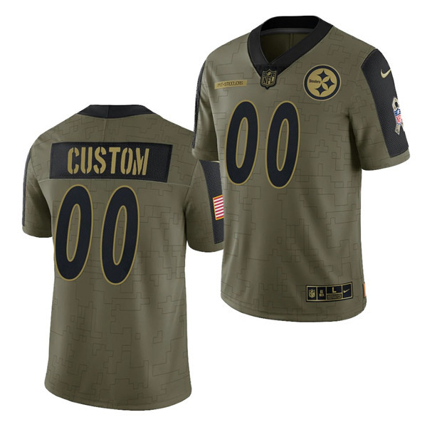Men's Pittsburgh Steelers ACTIVE PLAYER 2021 Olive Salute To Service Limited Stitched Jersey